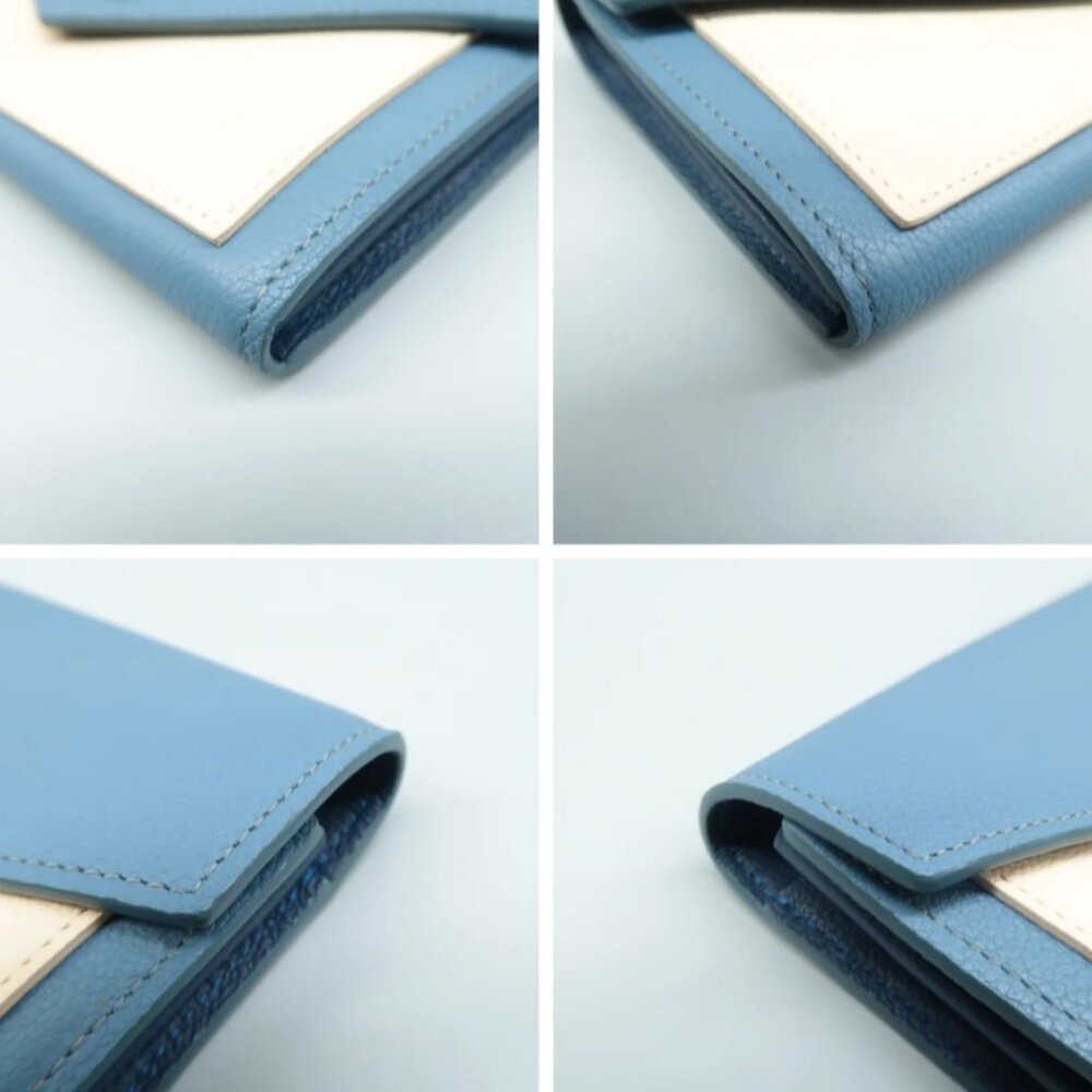 100% Authentic Louis Vuitton Blue & Beige Leather Wallet - Picture 5 of 12